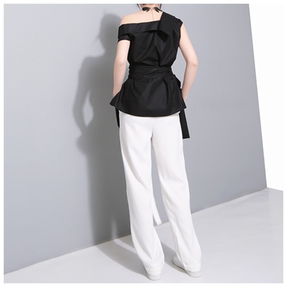 💜 Black Versatile One Shoulder Top - Picture 5 of 8